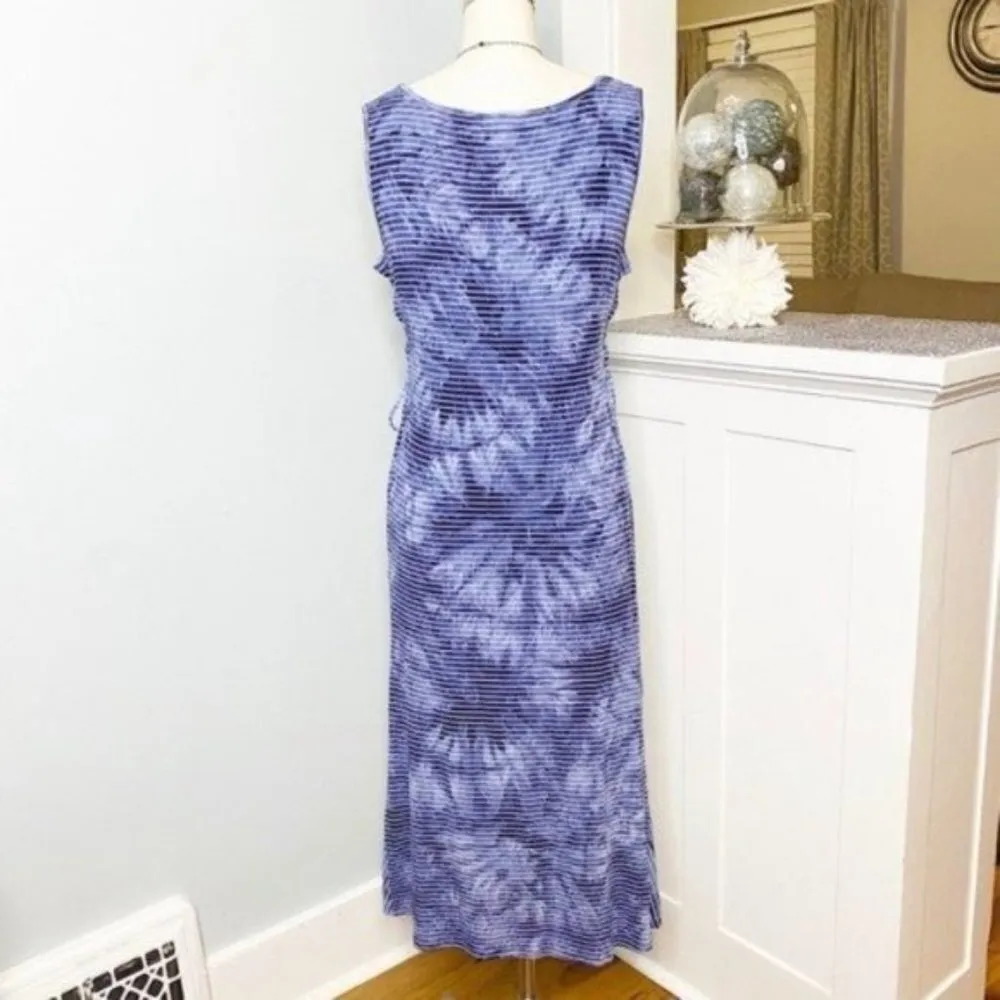 Chico’s Tie Dye Maxi Dress Striped Nautical Blue White Sundress Small - Image 5