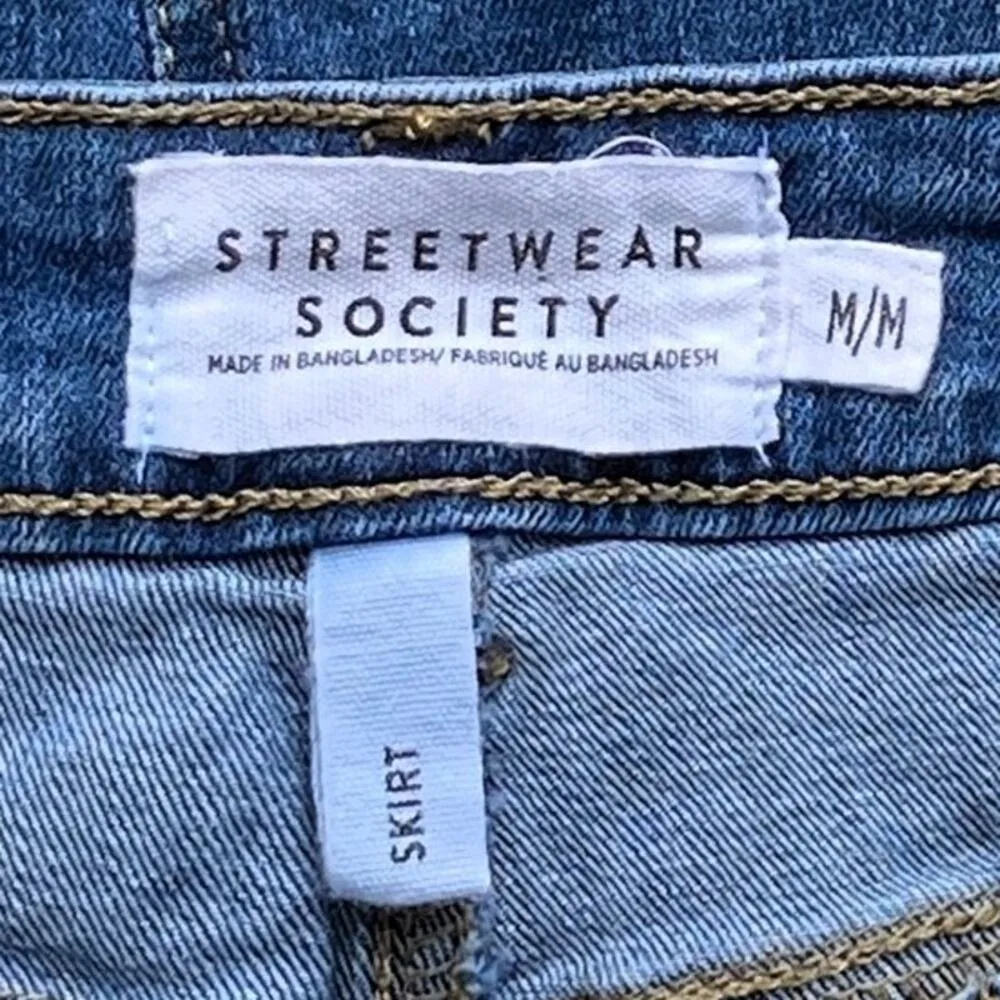 STREETWEAR SOCIETY Frayed Edge Denim Blue Jean Mini Skirt ~ Women's Size MEDIUM - Image 3