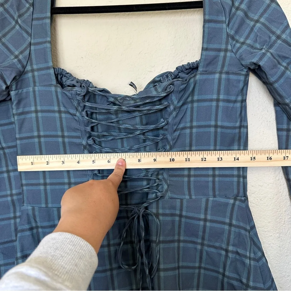 HOUSE OF CB‎ 'Malika' Blue Tartan Corset Mini Dress NWOT size L - Image 8