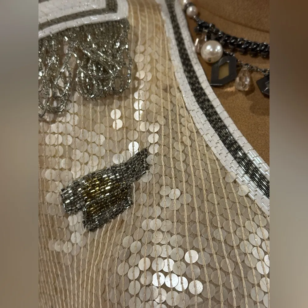 St. Martin Concetta Rafanello Rare Vintage 1985 Multi Color Sequencer Top Sz M/L Silver Size M - Image 5