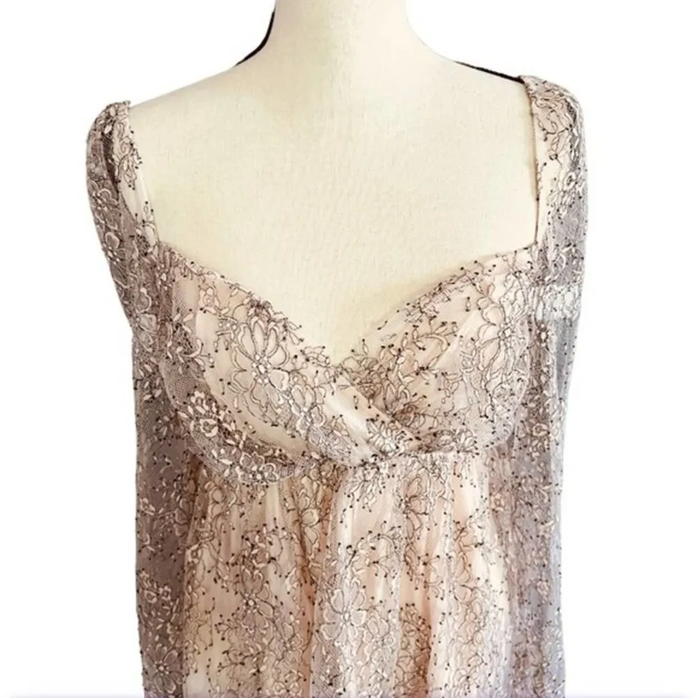Free People Heavenly‎ Lace Tunic Top in Champagne Toast Size L New - Image 6