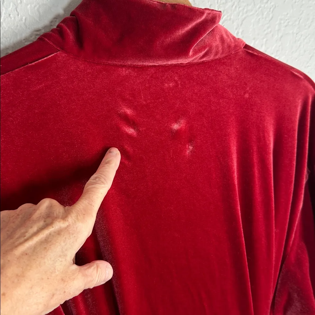 Vera Wang Elegant Red Velvet Robe Loungewear Spa Luxury Old Money Glam Belted - Image 7