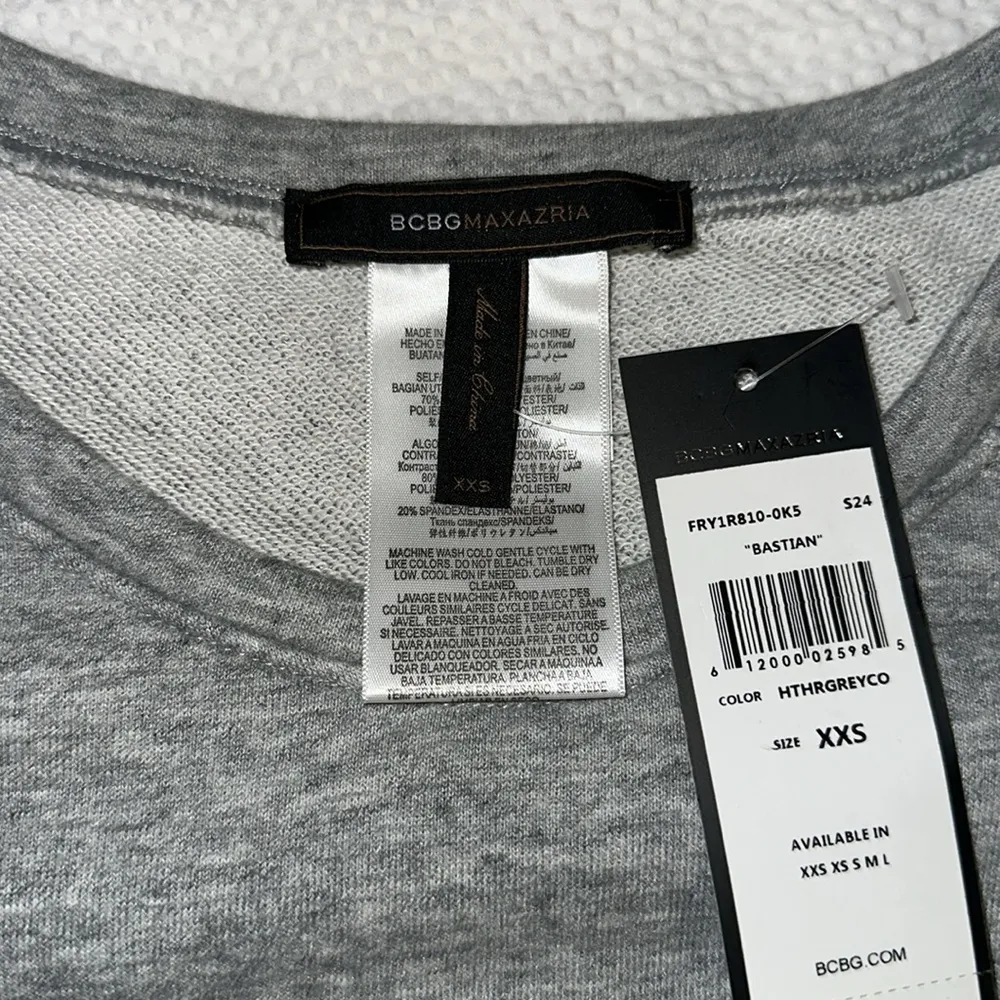 BCBG MAX AZARIA-  "bastian" heather grey sleeveless sweatshirt top - Image 5