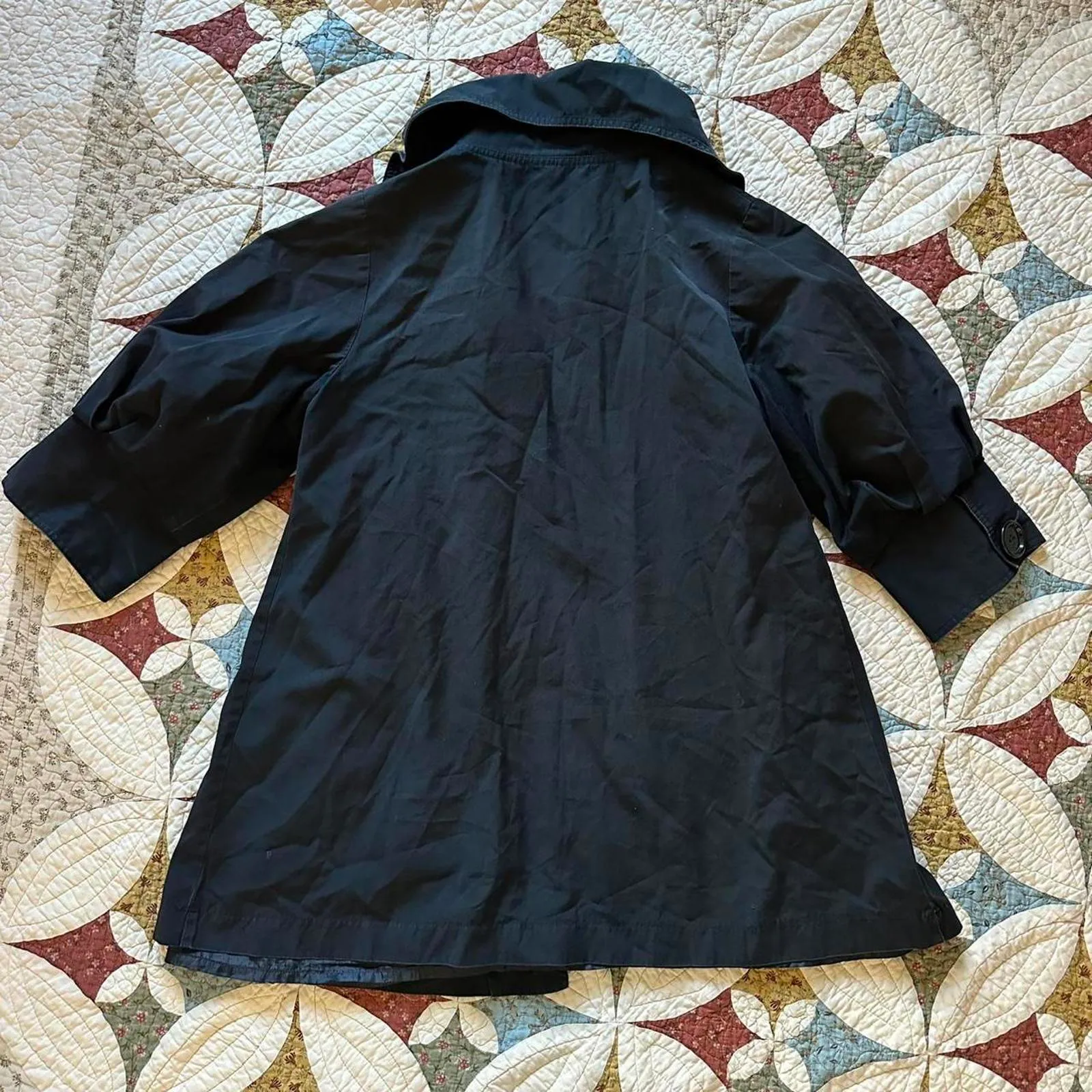 Anthropologie Hazel Peter Pan Balloon Sleeve Trench Jacket Size L Y2K Vibes - Image 4