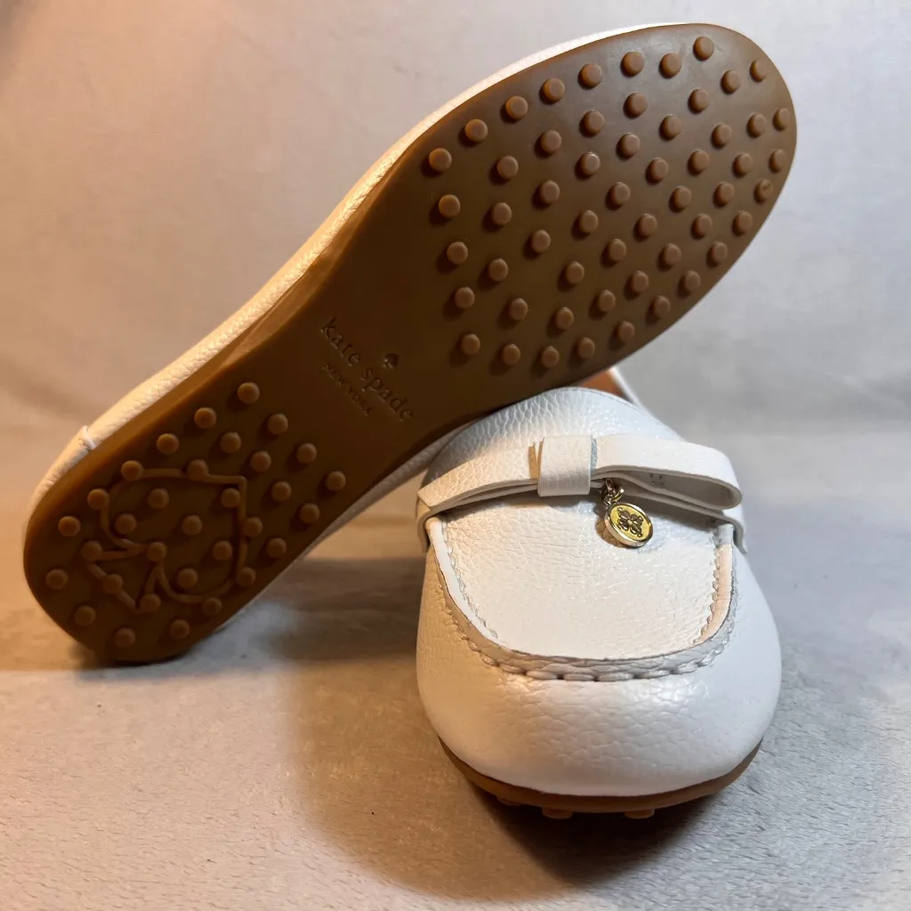 Kate Spade NY Women's Size 7B Desi Slip On Leather Loafer Moccasin Ivory - Image 7