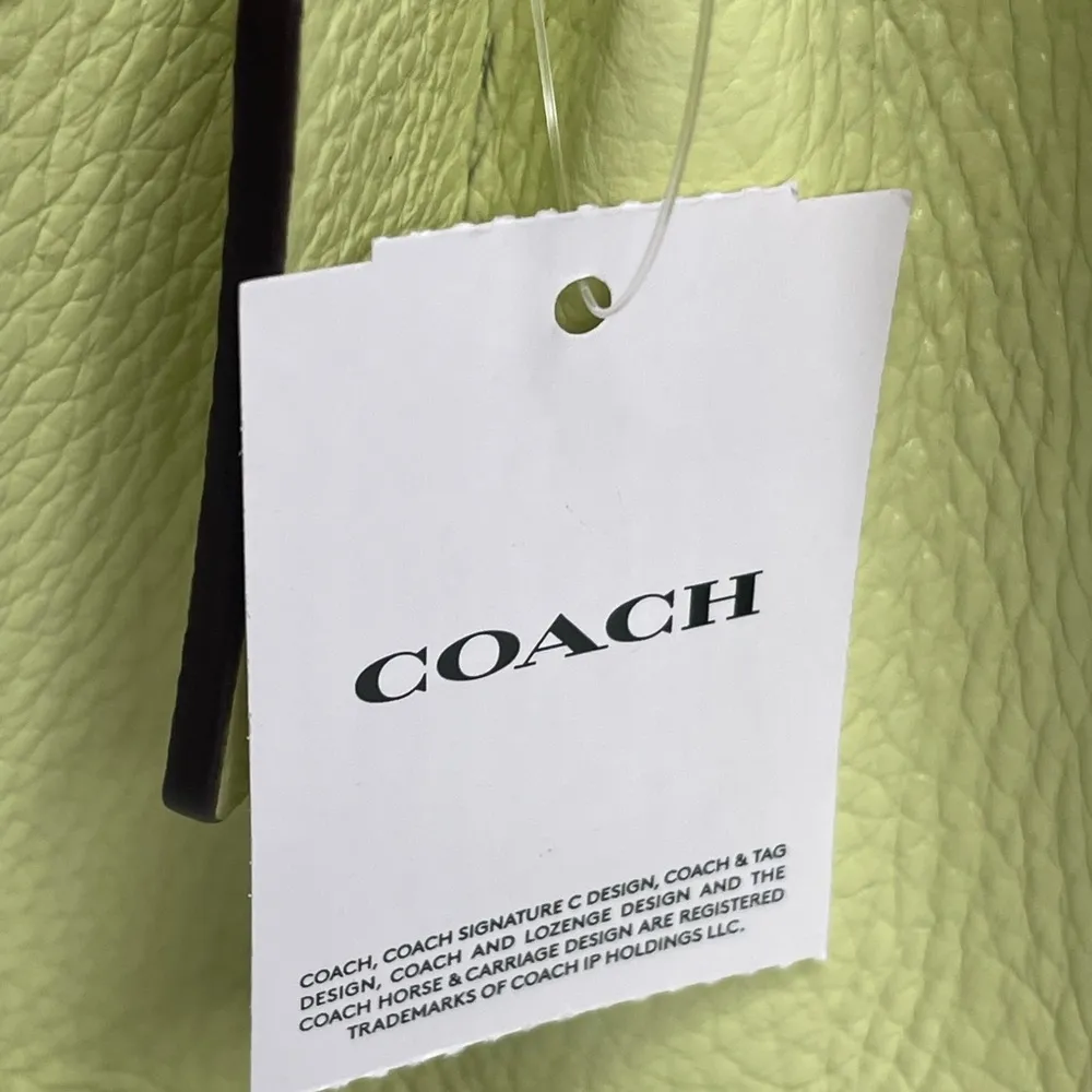Coach Lane Leather Whipstitch Shoulder Bag Pale Lime Silver Trim - Image 9