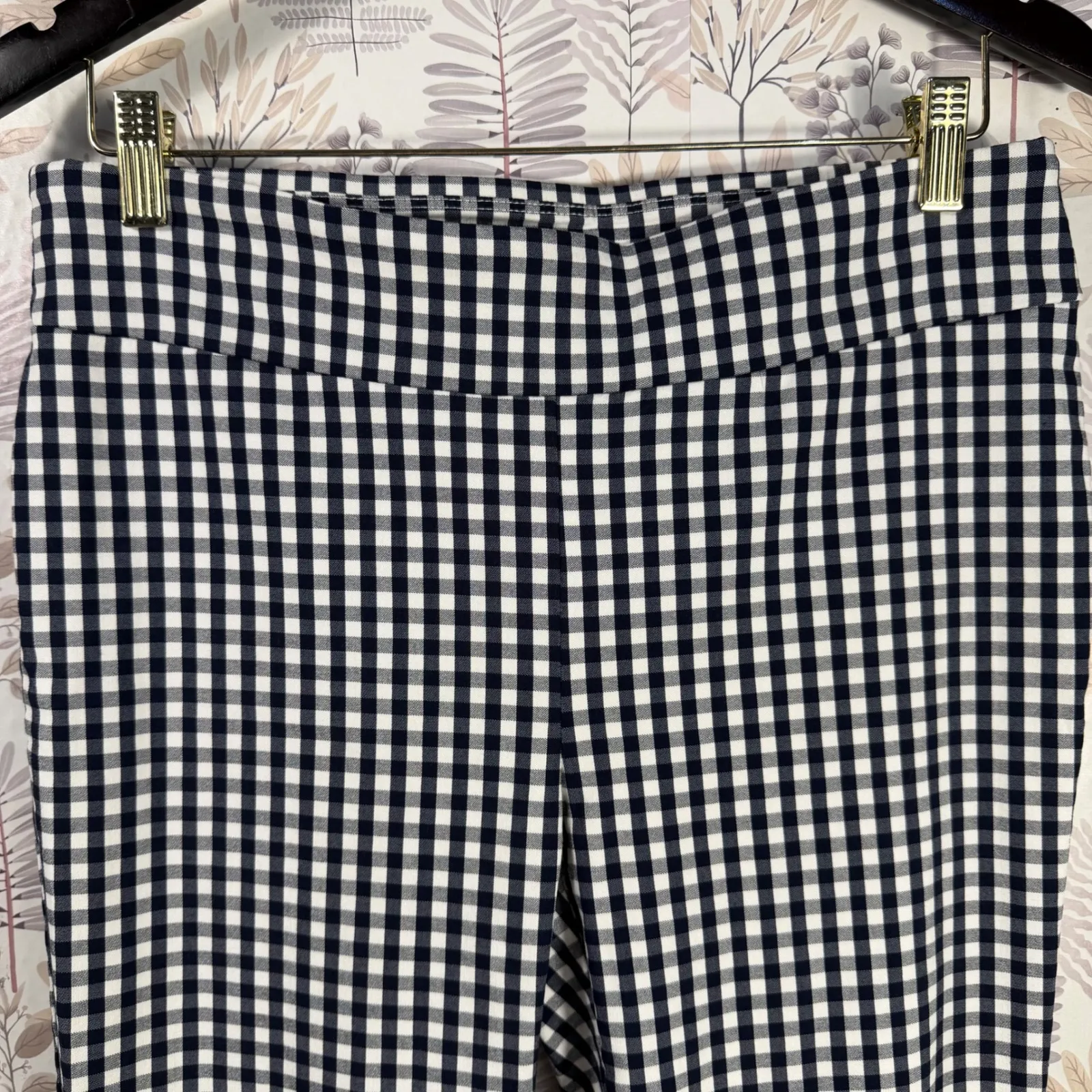 J.McLaughlin Blue White Gingham Stretch Leggings Womens 12 Tummy Control Pants - Image 4