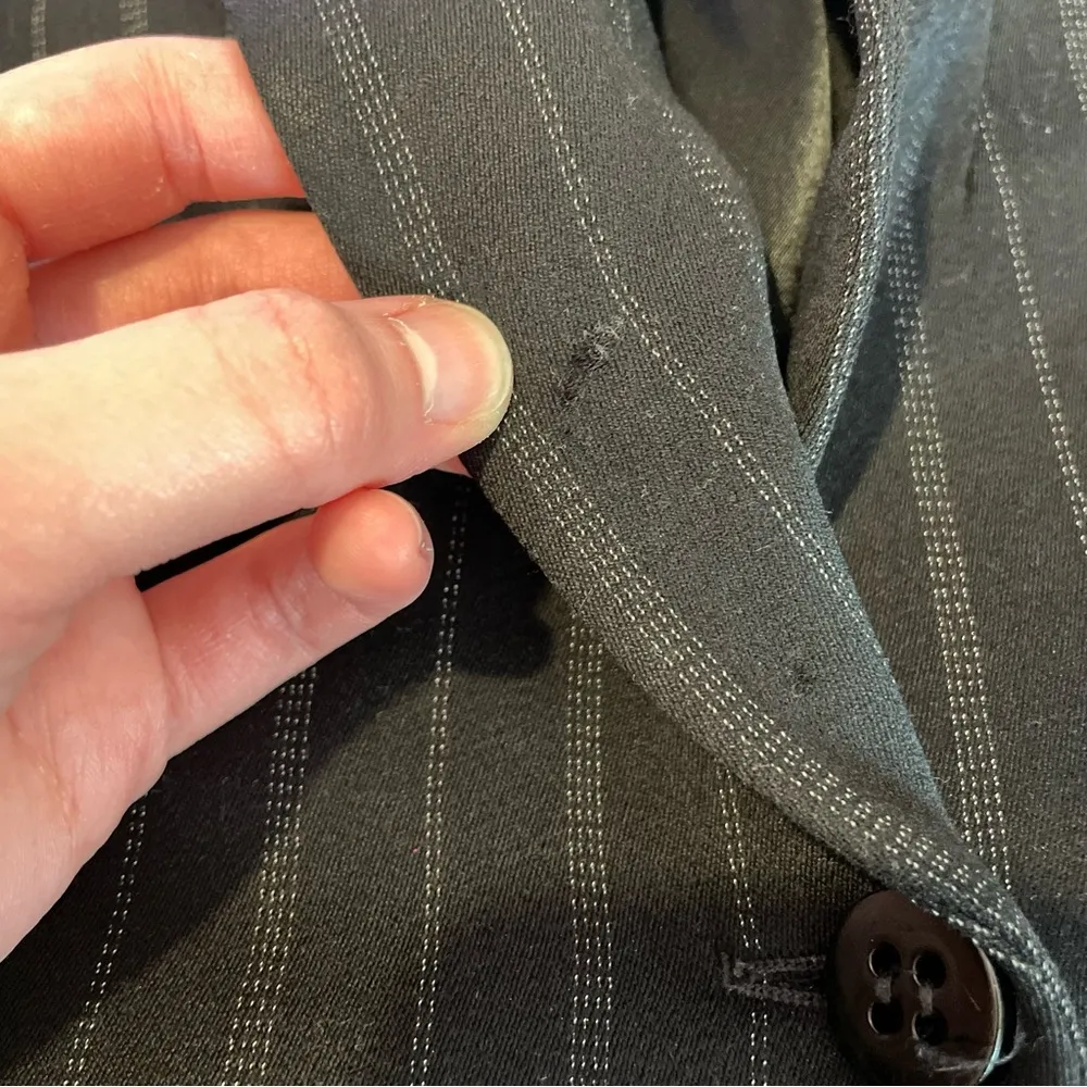 VINTAGE VTG ARMANI COLLEZIONI Black White Vertical Pinstripe WOOL Blazer Jacket - Image 13