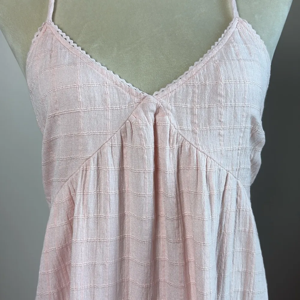 Aerie Low Back Maxi Dress Pink Soft Cotton Linen Blend Spaghetti Straps Size S - Image 5