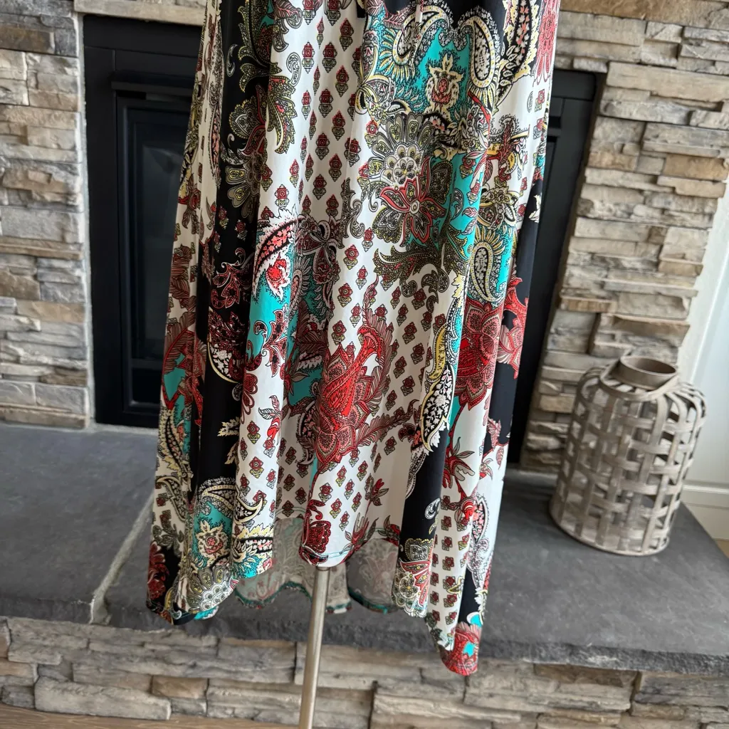 Bloom Asymmetrical Red and Black Mini Dress Size L - Image 7