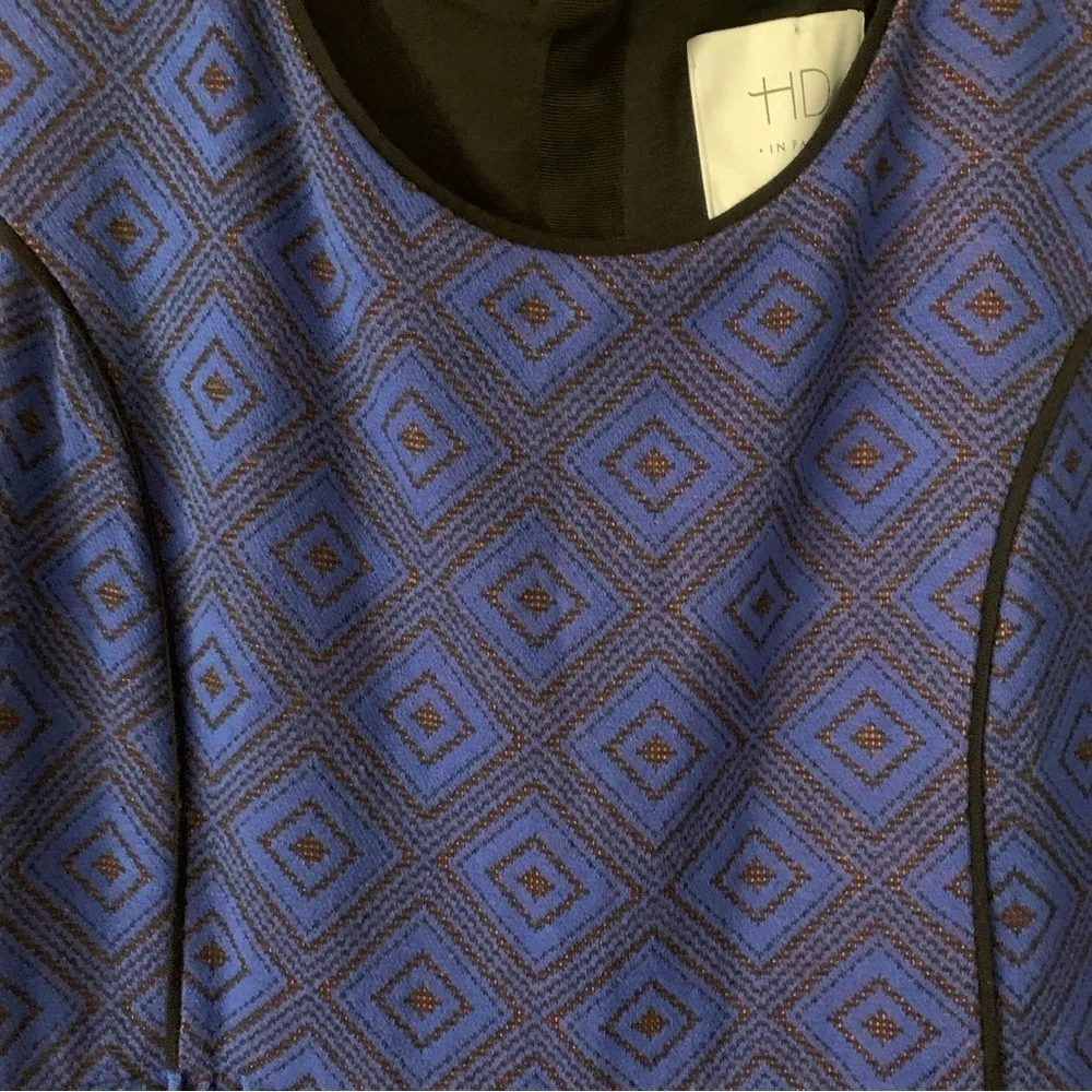 HD in Paris Blushed Blooms Blue/Pink Floral Fit & Flare Jacquard Dress Size L - Image 13