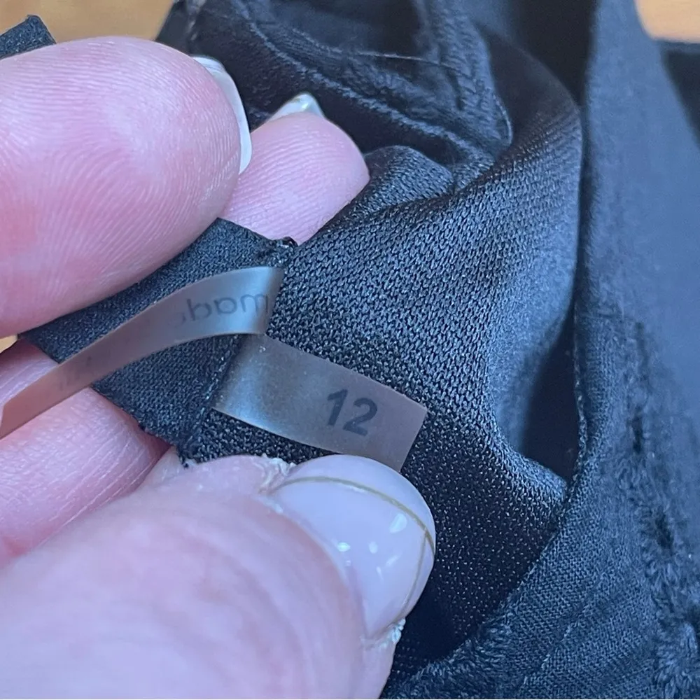 Ellen Tracy Eyelet Sheath Mini Midi Dress Black sleeveless cotton Sz 12 - Image 11