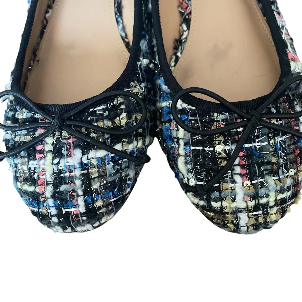 Steve Madden Black Cherish Tie Block Heel Slip On Tweed Ballet Flats size 7.5 - Image 3