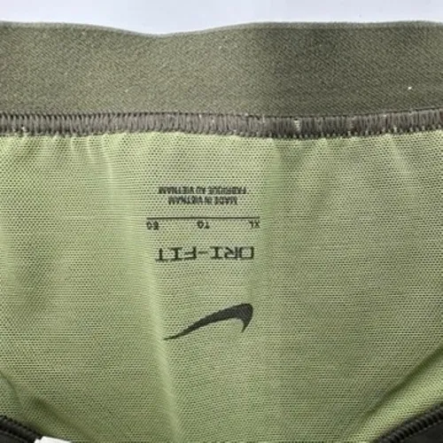 Nike Dri Fit‎ Sports Bra Size XL Olive Green Light Green Accents Strappy Back - Image 4