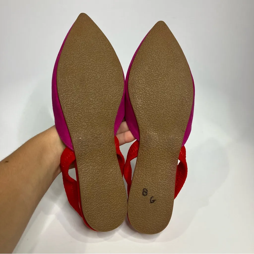 Lulus Mae sling back color block pointed toe‎ flats women’s size 9 red fushia - Image 8