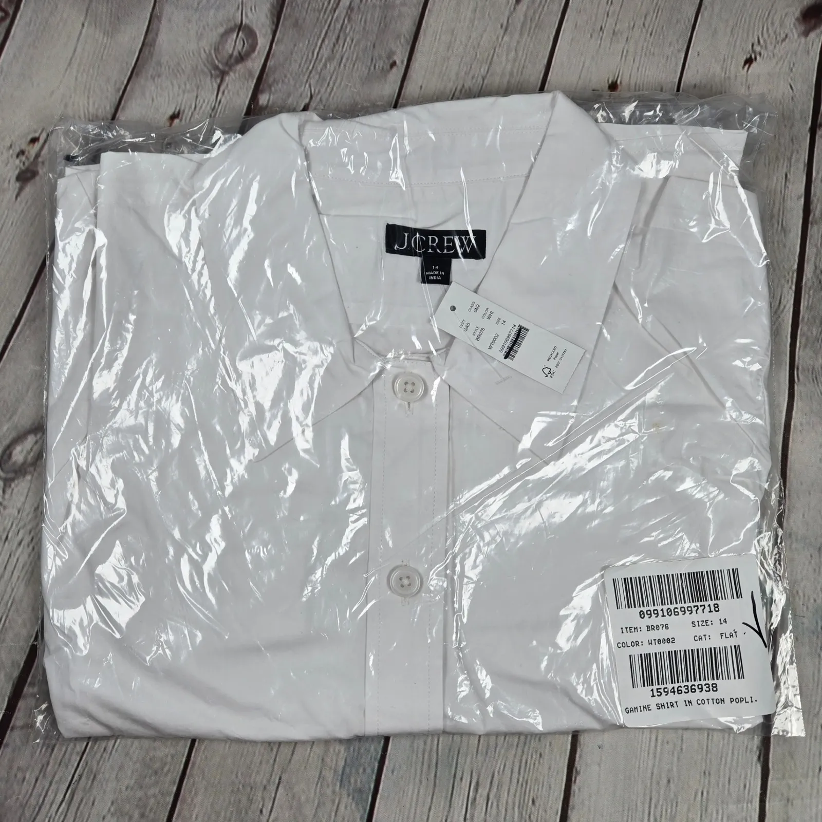J. Crew White Gamine Button Up Short Sleeve Shirt in Cotton Poplin 14 NWT - Image 10