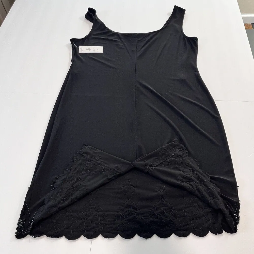 NWT Alex‎ Evenings Black Beaded Scalloped Two Piece Midi Stretch Dress Size 16 - Image 8
