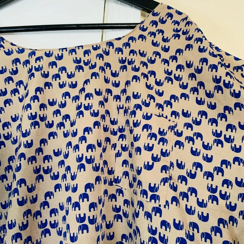 xhilaration Golden Brown Aztec Tribal Elephant Print Dressy Silky Top | Size M/L Gold Size M - Image 7