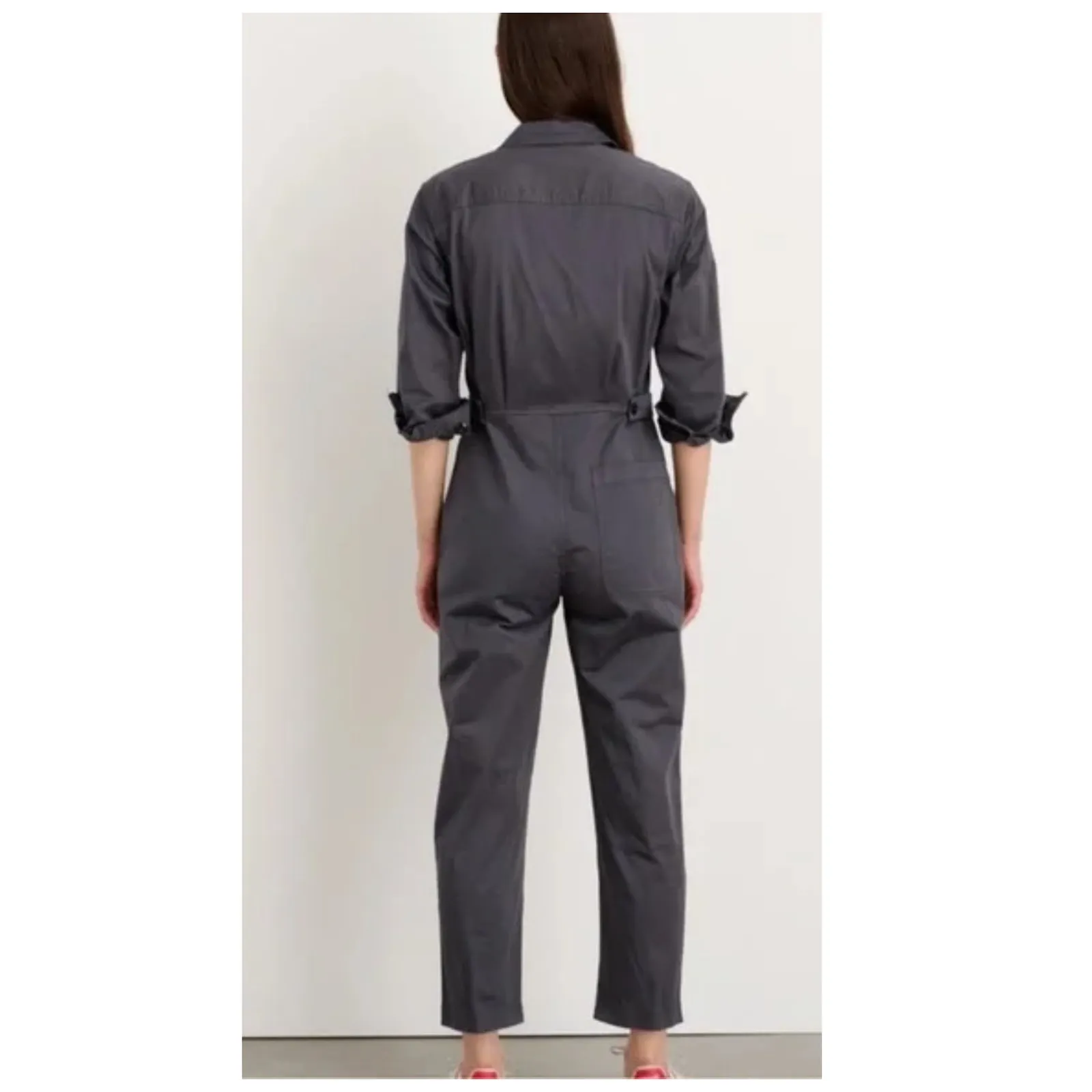 Alex Mill Standard Long Sleeve Stretch Cotton Twill Jumpsuit Size Large Gray - Image 5