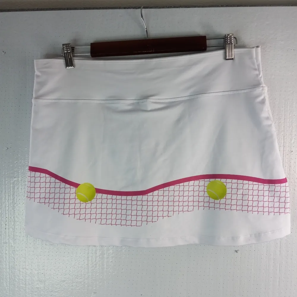 Doue XL Tennis Skort Athletic Wear in Pink n Lime on White - Image 2