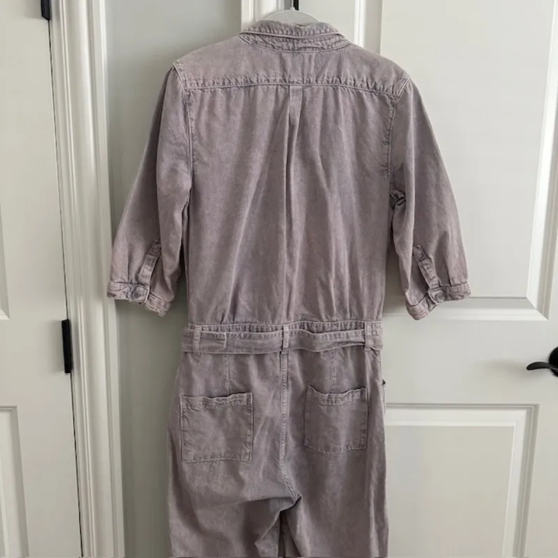 ba&sh Frida Denim Jumpsuit Faded Purple Wash Medium - Image 9