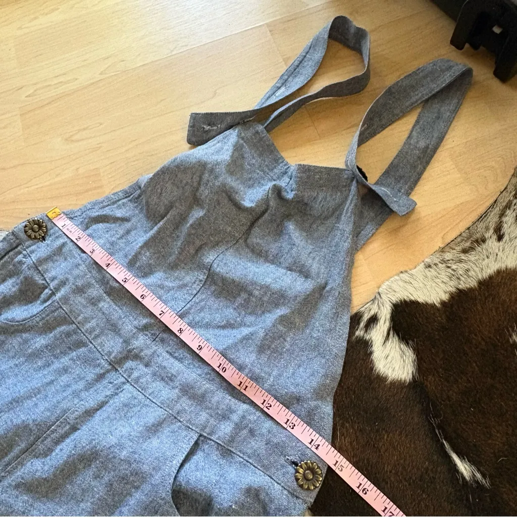 SHOW‎ ME YOUR MUMU Billy Bob Chambray Flare Wide Leg Overall Jumpsuit Size Small - Image 8