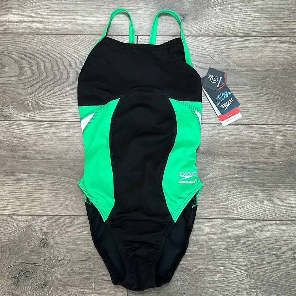 Speedo Endurance Racing‎ Cut Black And Green One Piece Swimsuit Size 28 - Image 2