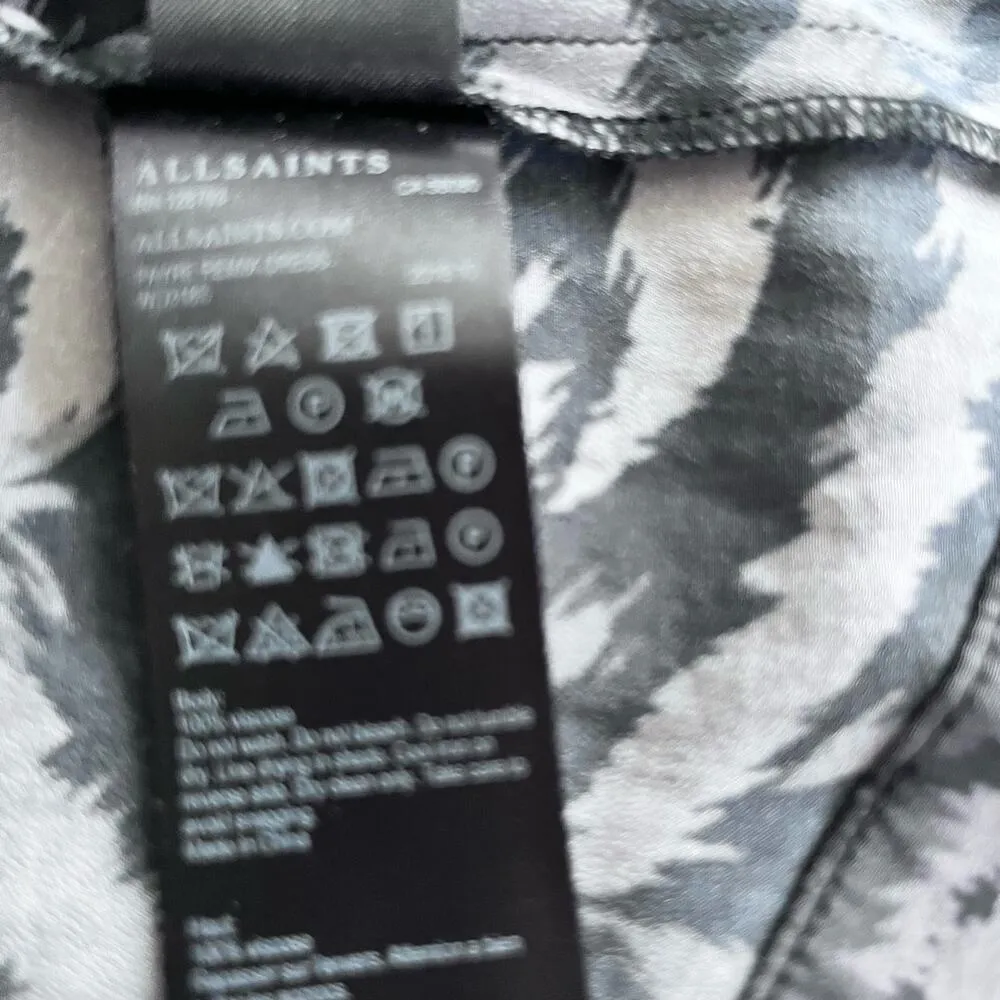 All Saints Fayre Remix Animal Printed Long Sleeve Black Handkerchief Midi Dress - Image 13