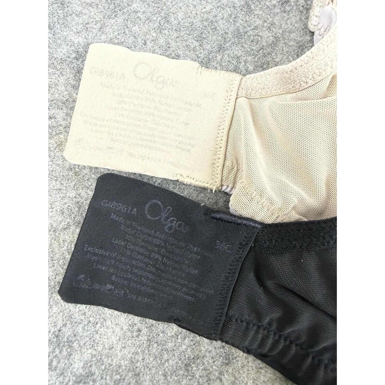 Lot 2 Olga GI8961A Cloud 9 Full Figure Lace Trim Minimizer Bras 36C Black Nude Size undefined - Image 4