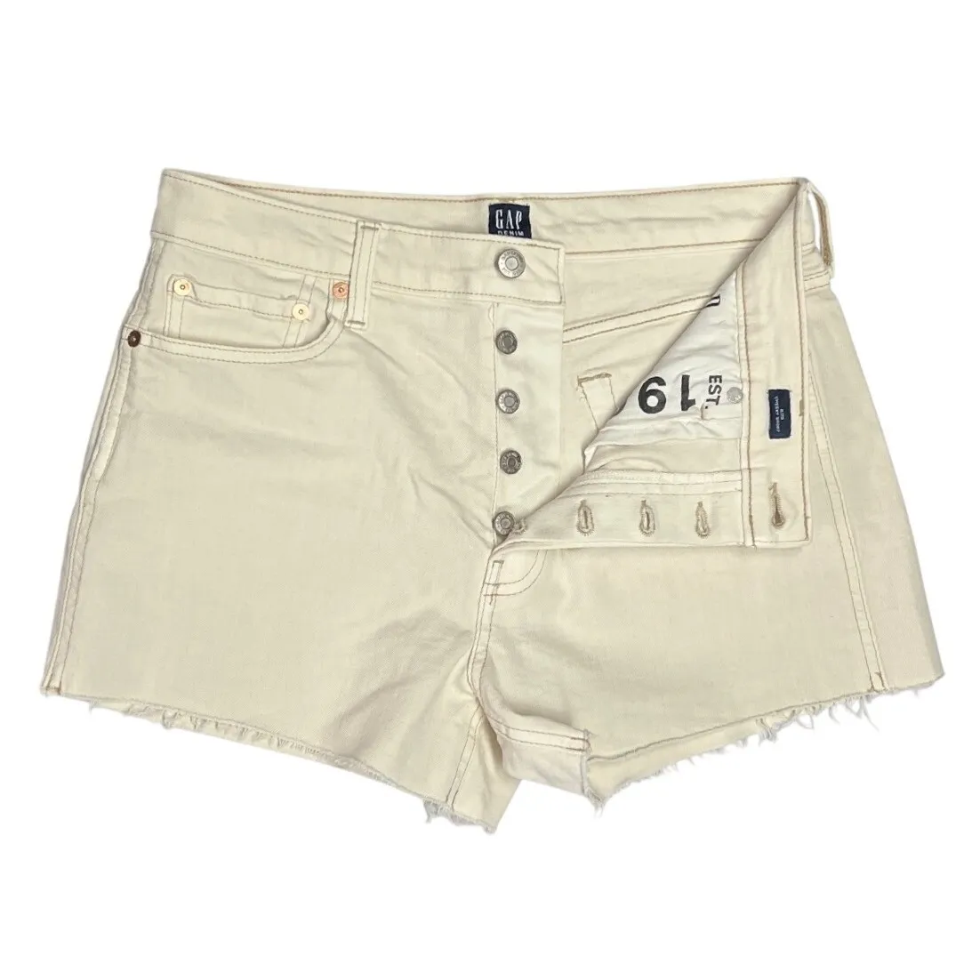 Gap Cheeky Short V White Denim Shorts Womens 8/29 High Rise Raw Hem NWT - Image 3