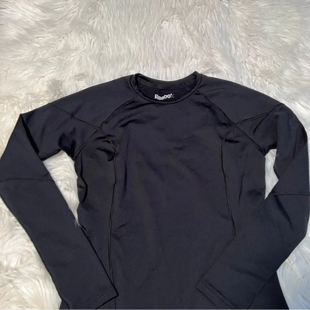 Reebok Base Layer Long Sleeve Top Black Fleece Lined S - Image 4
