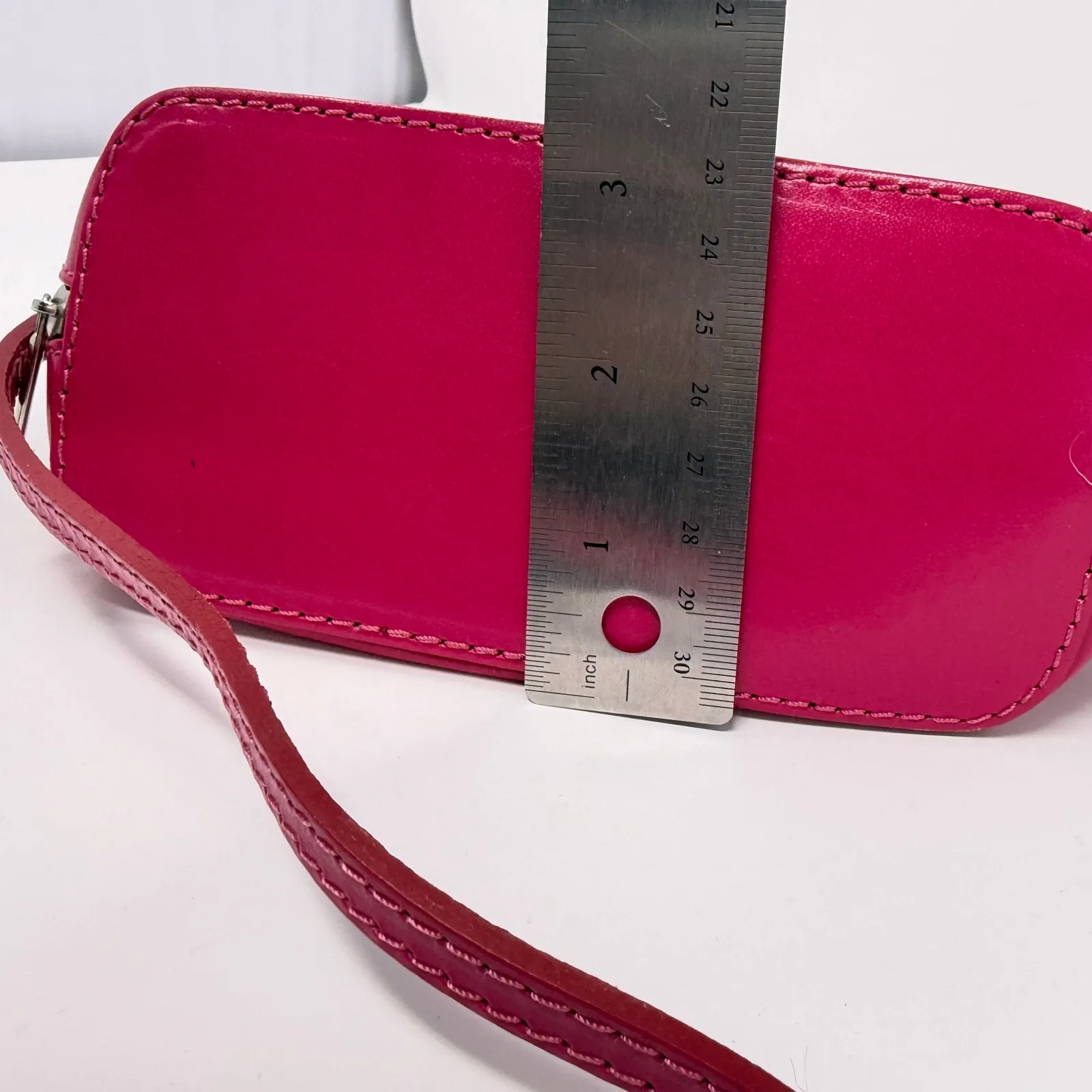 Vera Pelle Crossbody Handback Italian Leather Hot Pink Made in Italy Minimalist - Image 7