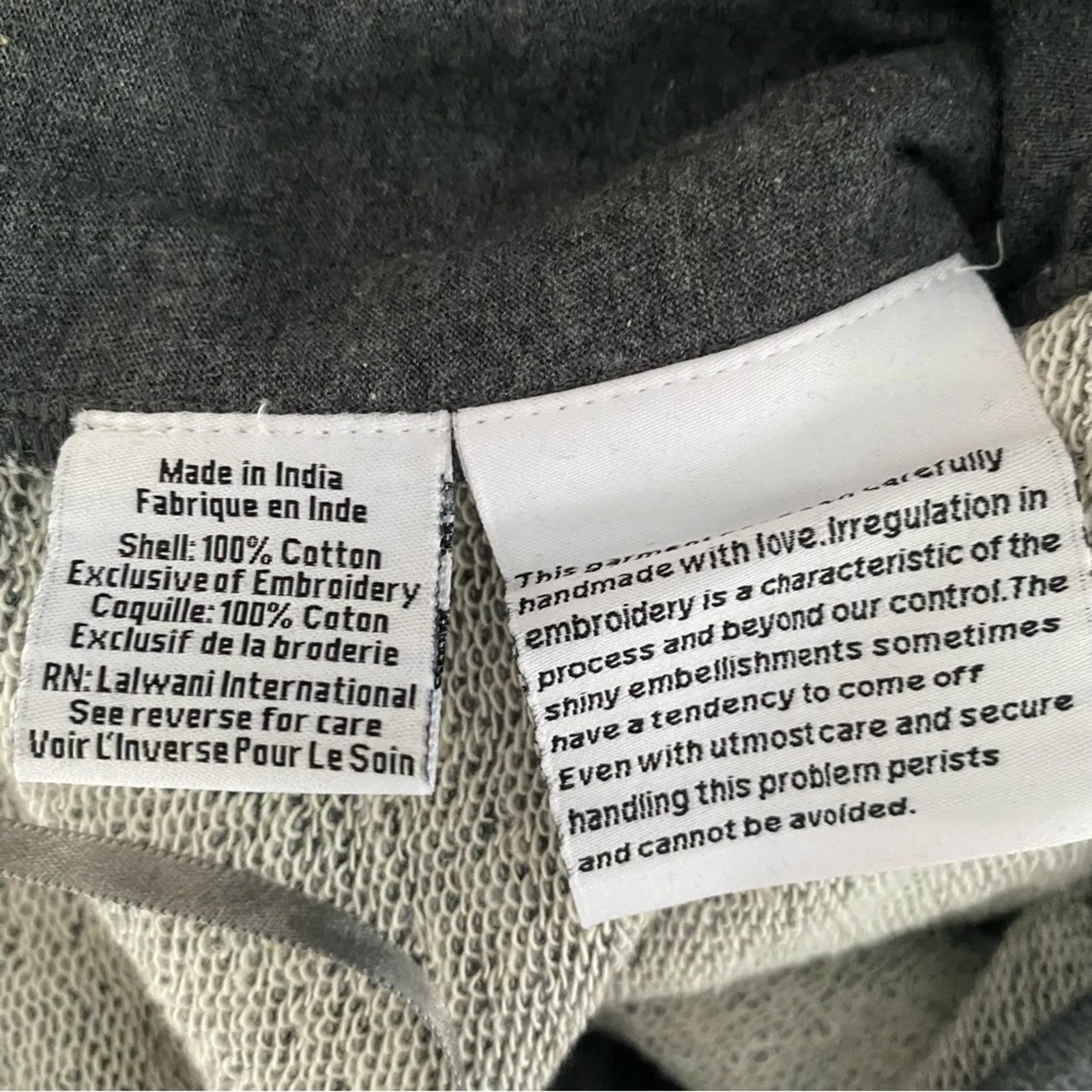 Hemant and Nandita Embellished Chrystal Charcoal Gray Sweatpants Joggers XS - Image 10