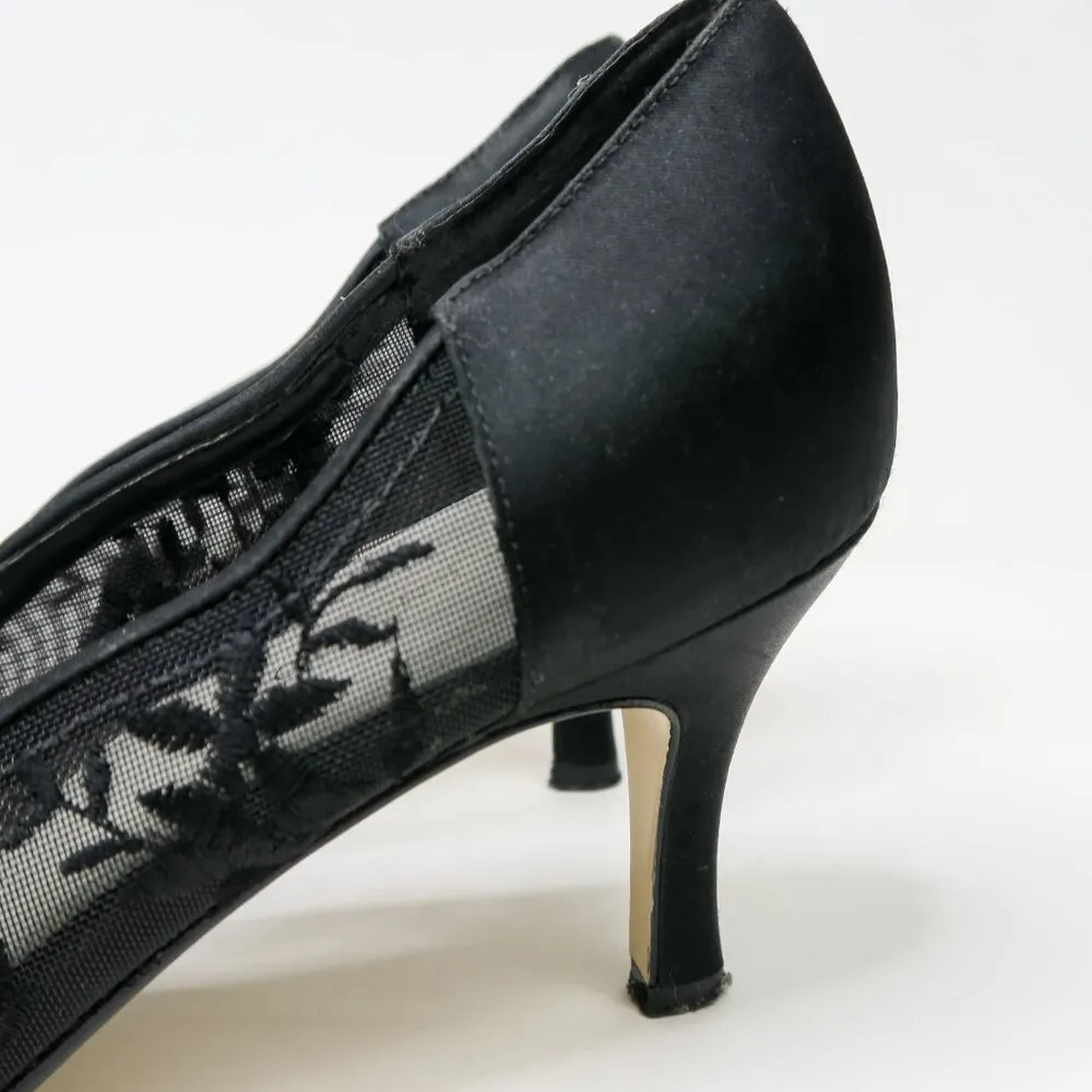 Vintage Y2K Karen Scott Black Floral Mesh Pumps - Image 4