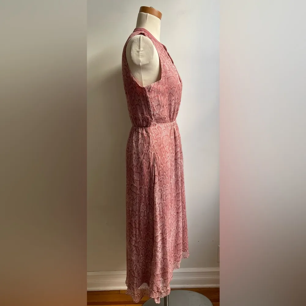 Joie "Hilarie" Silk Dress Size Small Snake Print Dusty Pink Sleeveless Midi - Image 6