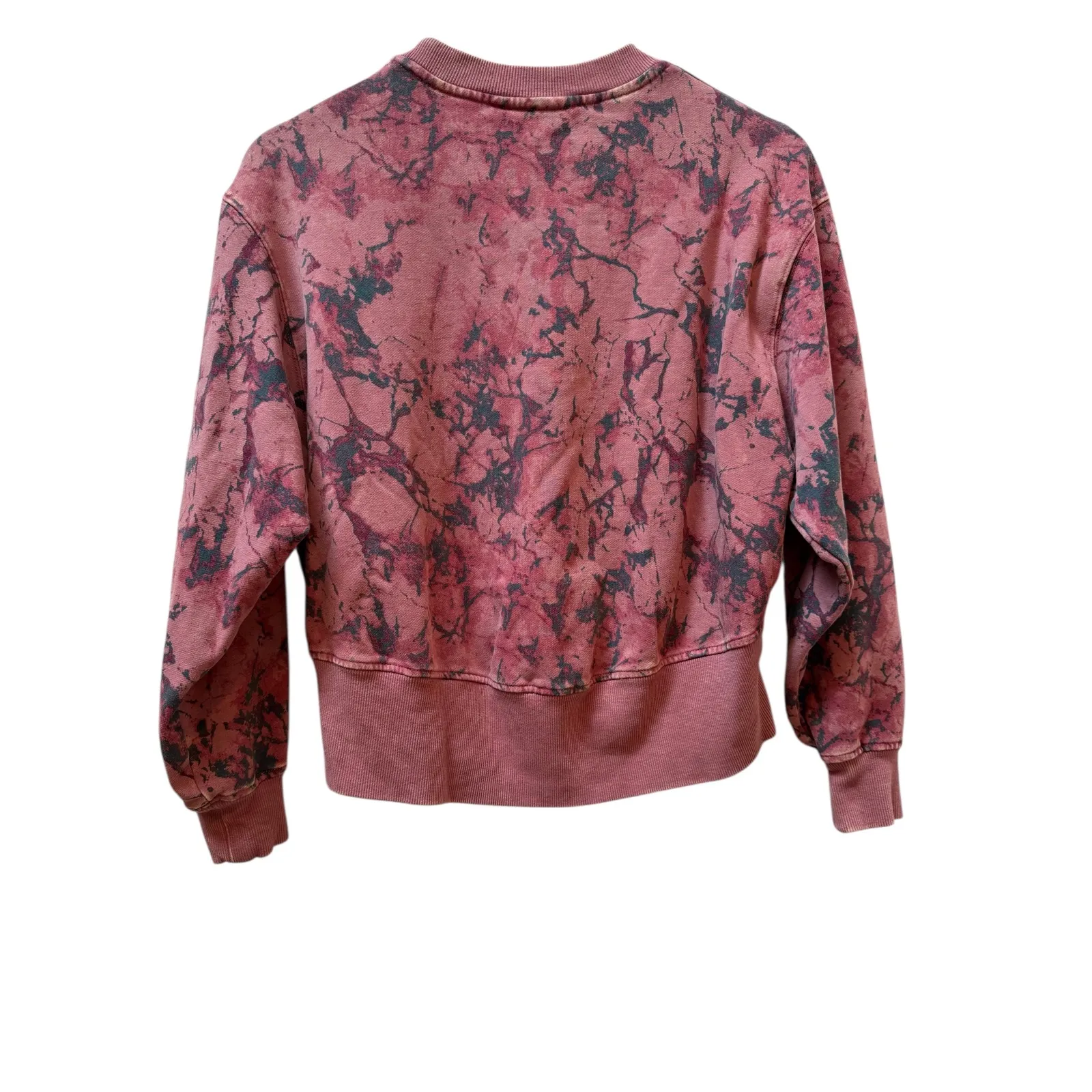 JOYLAB Womens Pink Black Marble Tie Dye Crewneck Sweatshirt XS Cotton Spandex - Image 2