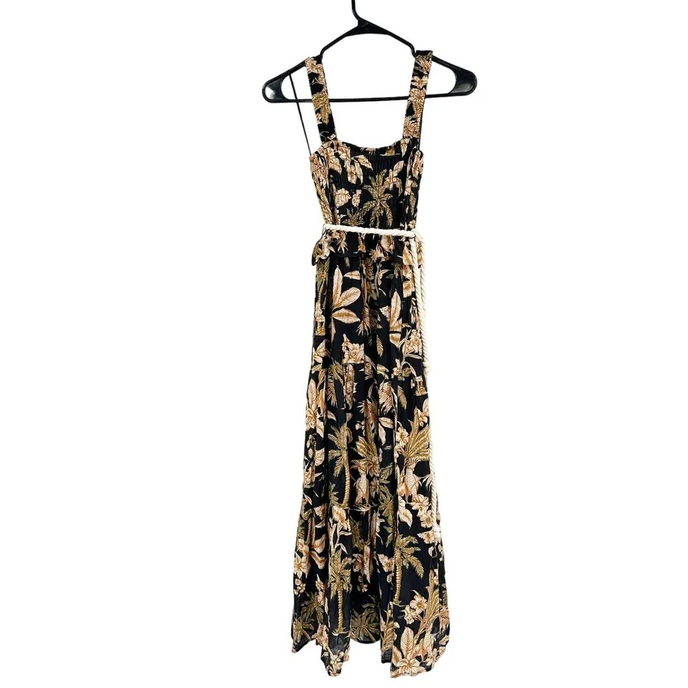 Anthropologie Seafolly Castaway Shirred Tropical Floral Print Maxi Dress Size XS - Image 3
