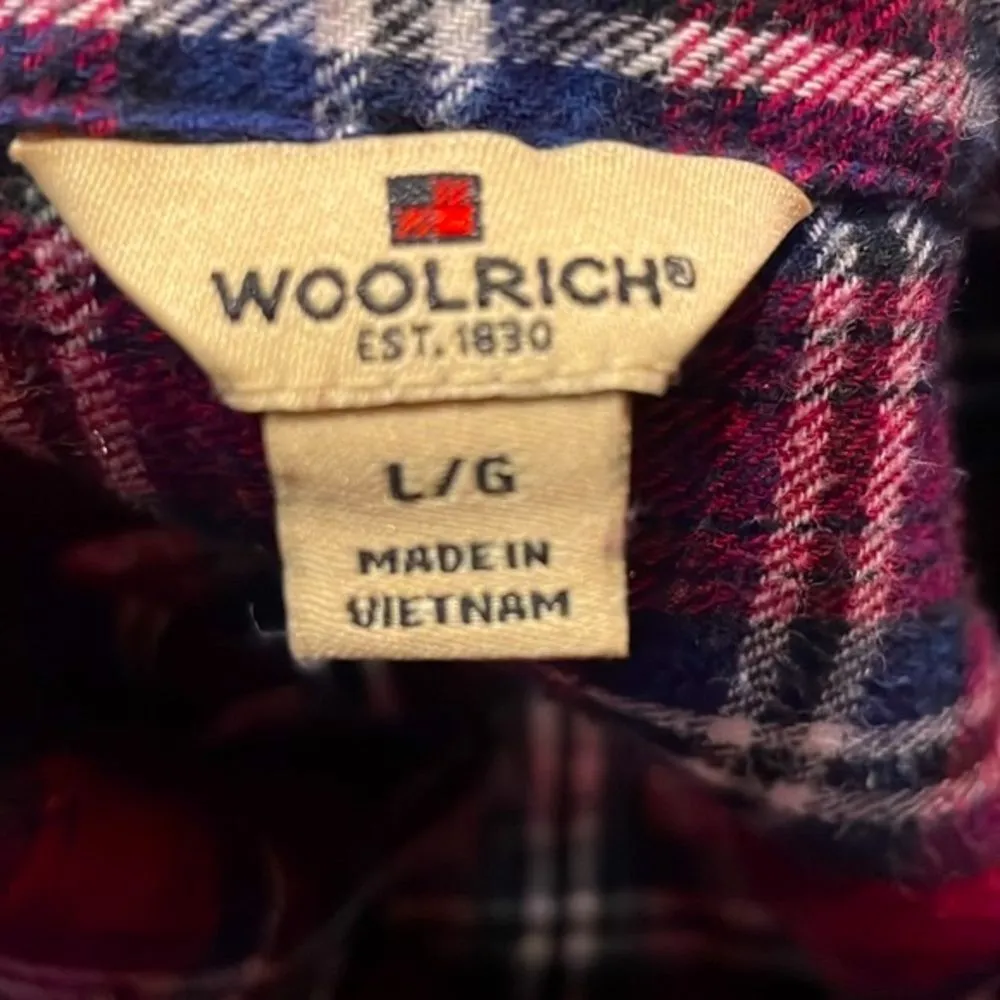 Woolrich- 100% Cotton Plaid Flannel Full Button Down Long Sleeve- Size L - Image 3