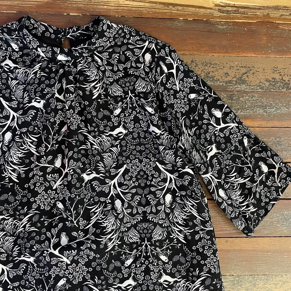 Old Navy Woodland Animals Print Dress, Black Forest Half Sleeve - Sz L 💚🎀 - Image 6