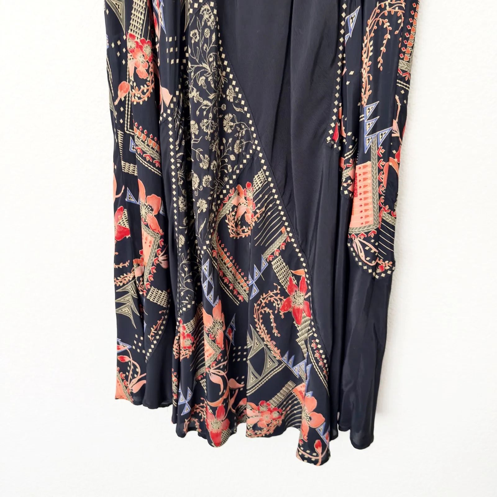 [Vintage] Dorothy Schoelen Black Dark Floral Geometric Print Maxi Skirt Size 12 - Image 4