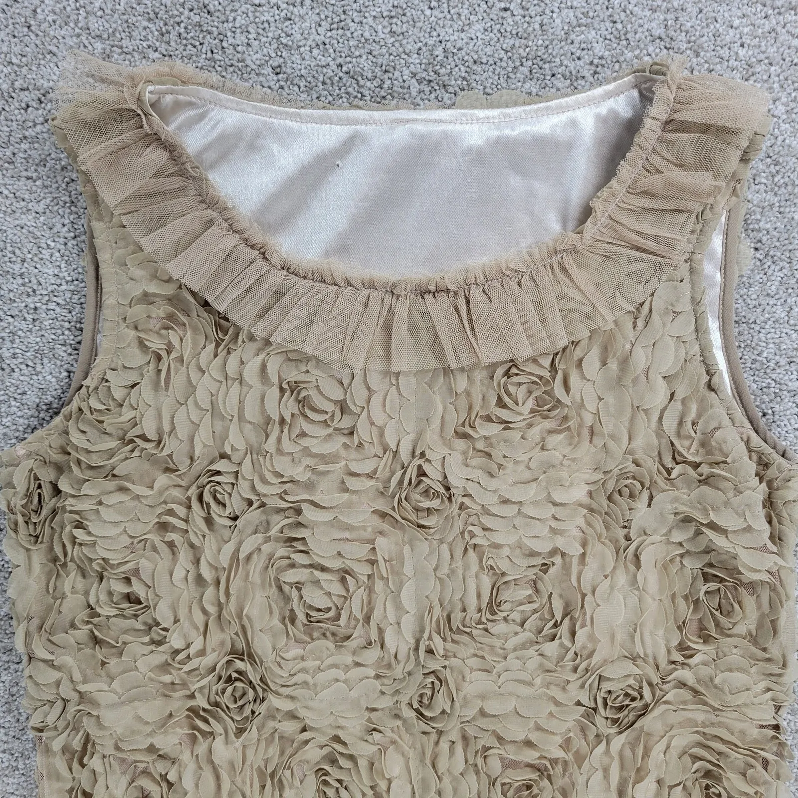 Bloomsbury Shift Dress Womens M Cream Tulle Rosette Floral Cocktail Party Lined Size M - Image 10