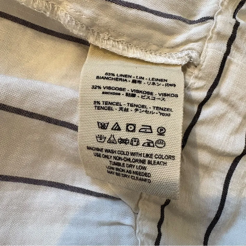 FREE PEOPLE "Tied To You" Wrap Striped Crop Linen Blend Top, Sz S - Image 11