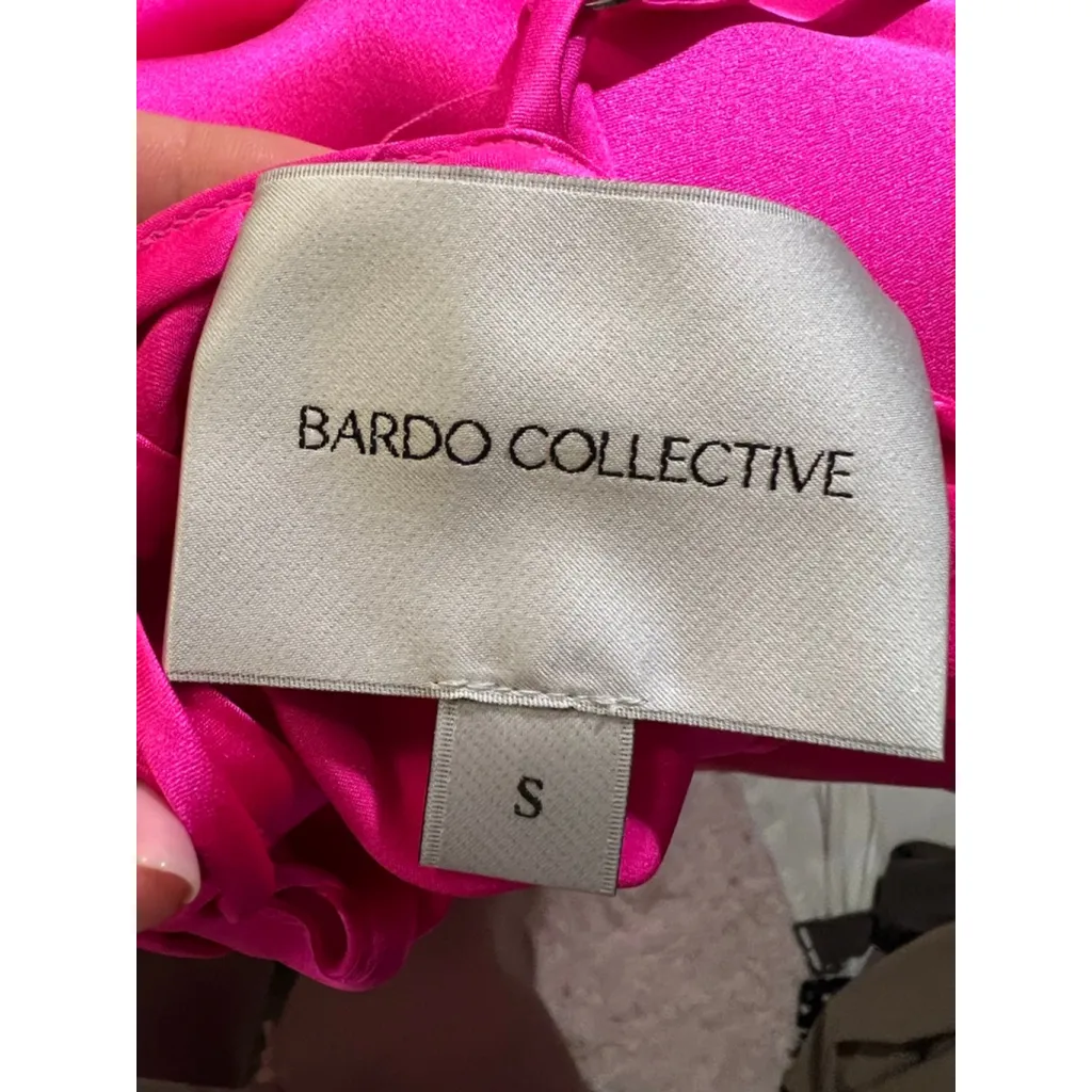 Bardo Collective Hot Pink Silk Maxi Dress Sz S Barbiecore Wedding Night Out - Image 6