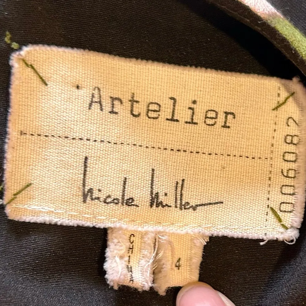 NICOLE MILER Atelier Silk Pleated Front Hem Blend Sleeveless Sheath Dress Size 4 - Image 9