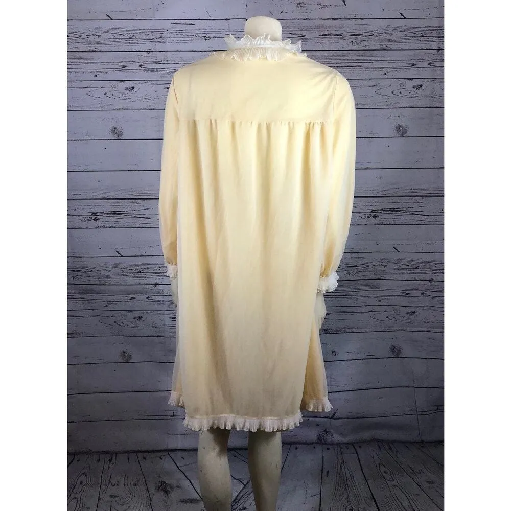 Vintage Victorian Frilled high neck tulle robe in yellow & white size 5 - Image 6