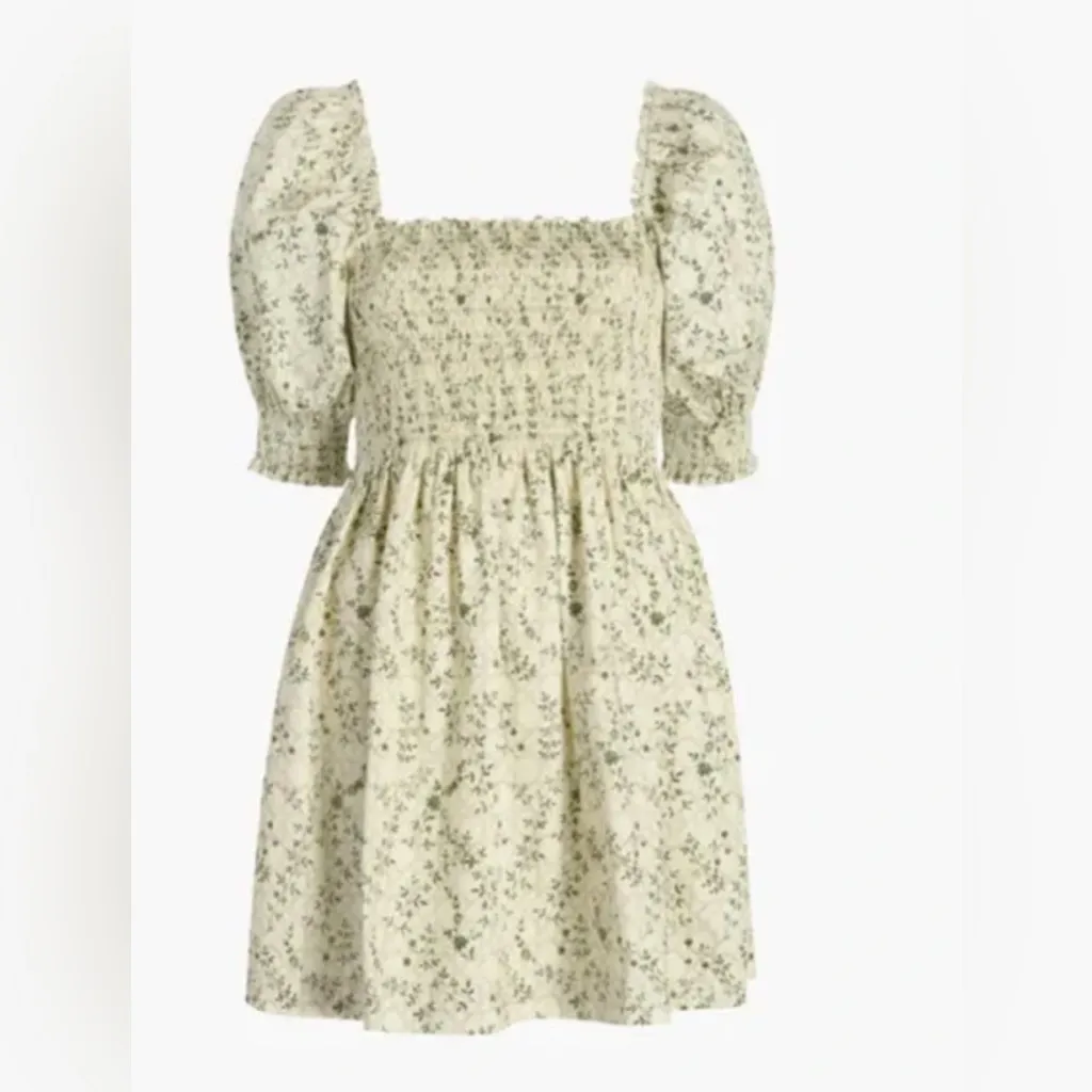 Dashing  SMOCKED DRESS Yellow White Balloon Sleeves Lined Summer Women Dress 3X - Image 2