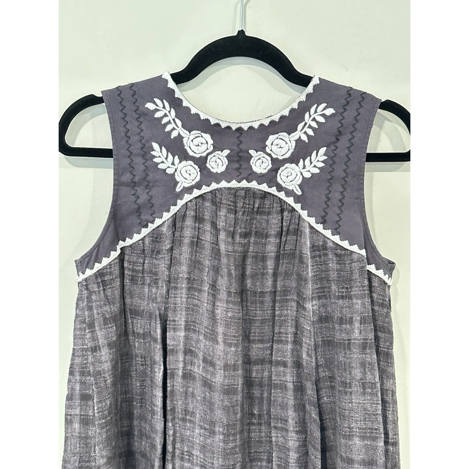 FREE PEOPLE BABYDOLL Pucker Mini Dress Embroidered Size Xs Fields Lace 2045 - Image 3