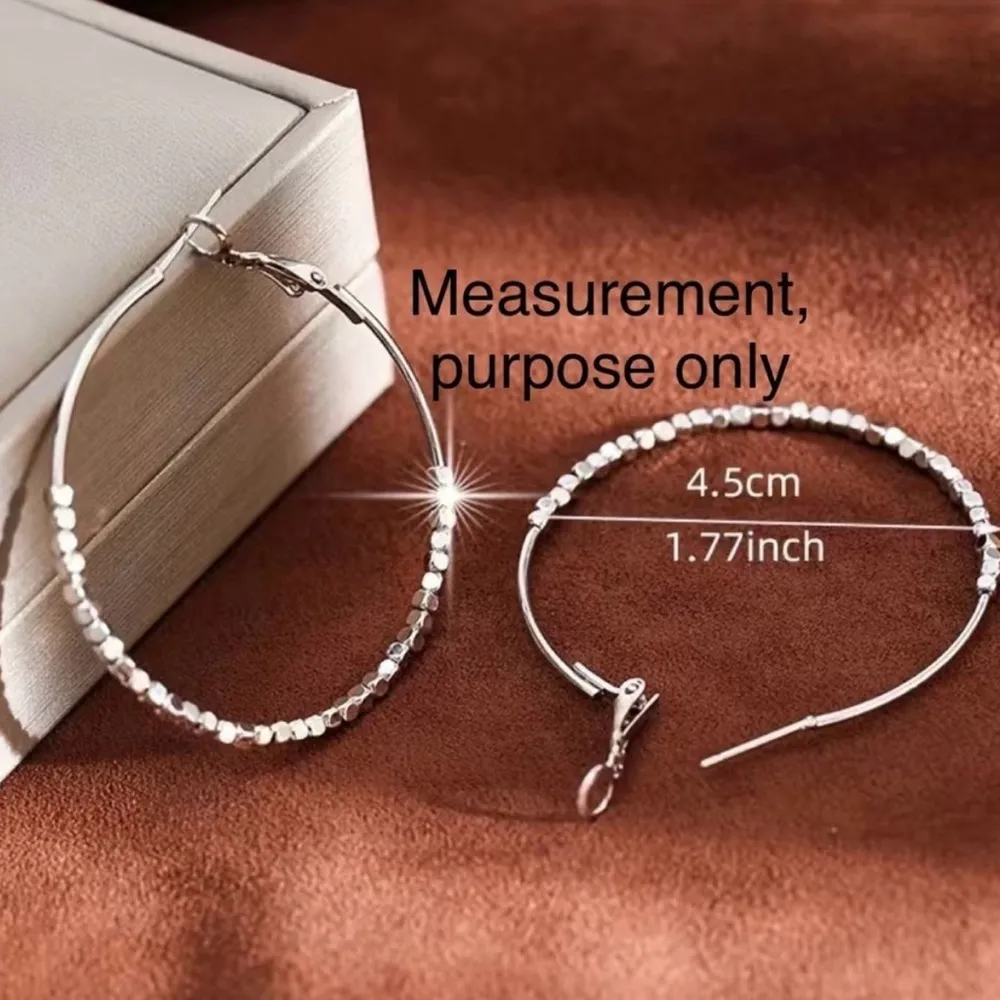 Gun Metal Beads Hoop Earrings Black - Image 3