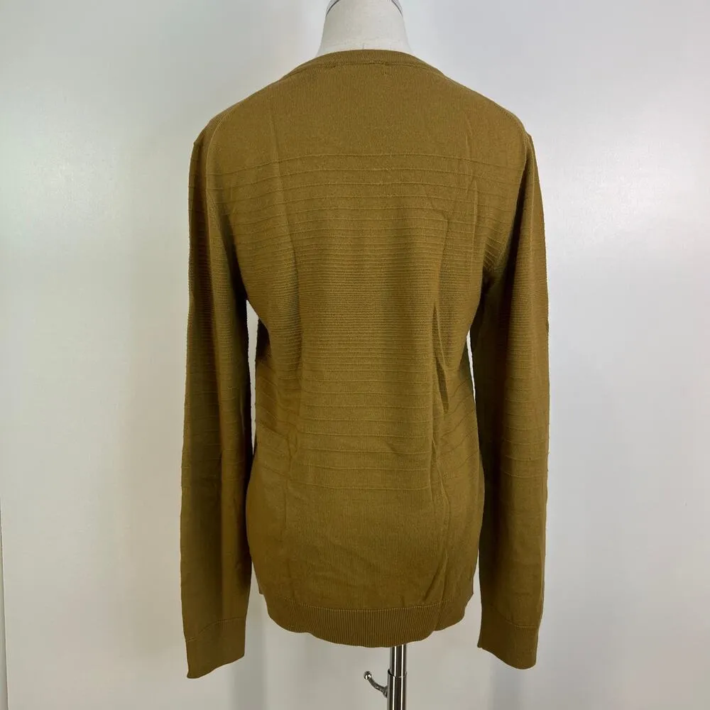 Saks Fith Avenue Modern Knit Crewneck Sweater Wool Camel Tan - Image 8