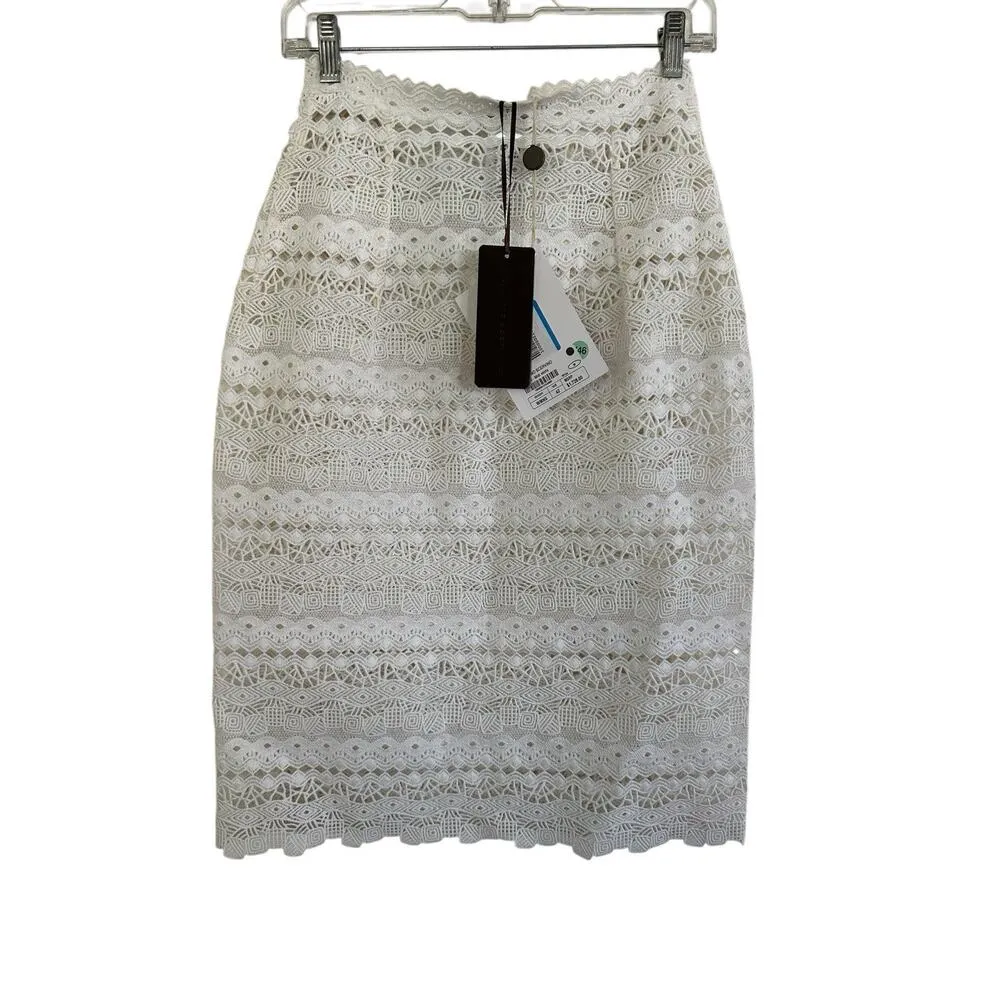 ERMANNO SCERVINO White Skirt Lace Pencil Wrap Lined Zipper Sz 40 NWT $1,655 - Image 4